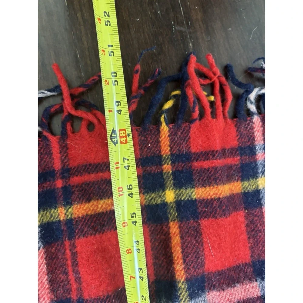 Vtg Wool Stadium Blanket Throw Red Tartan Plaid With Carrying Case/ Bag 48x48